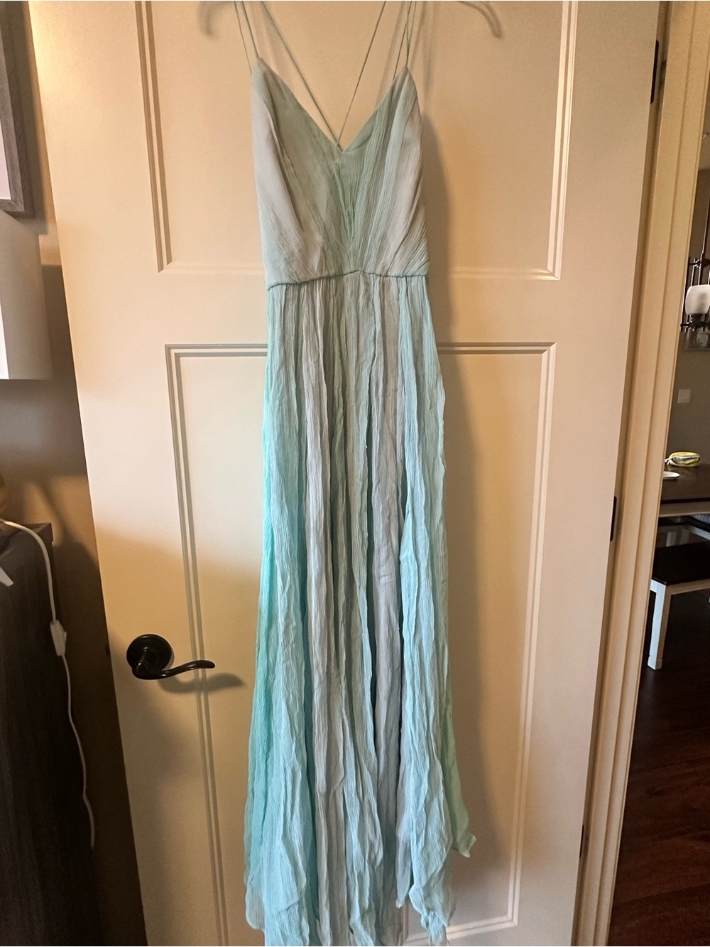 Kimchi Blue Pale Aqua Layered Spaghetti‑Strap Maxi Dress